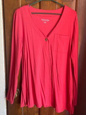 Soft Surroundings Missy Medium Pink Button Front Top | Flowy Knit Blouse